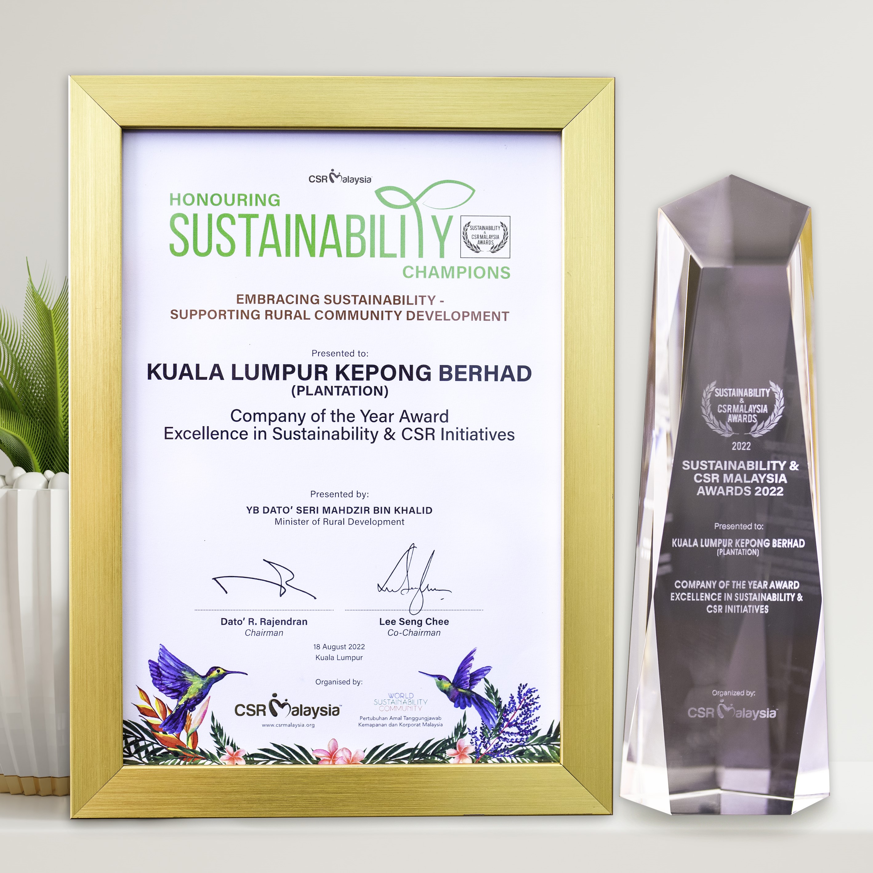 Company of the Year Award for Excellence in Sustainability and CSR Initiatives (Plantation)
